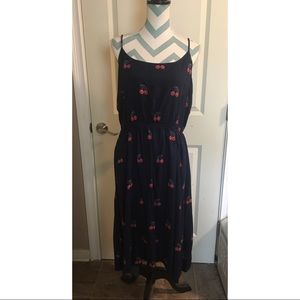 Navy blue dress with Cherry detail